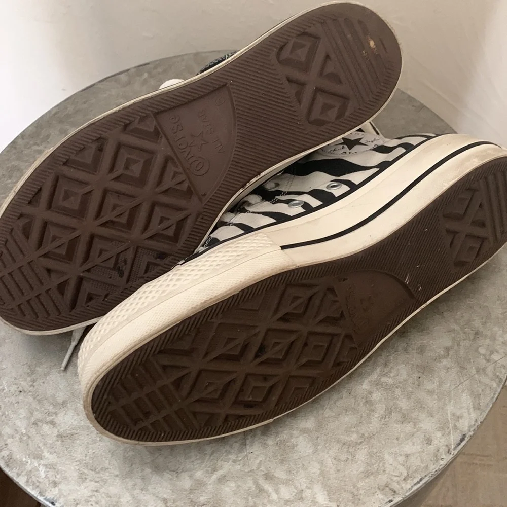 CONVERSE PLATFORM CHUCKS BLACK AND ZEBRA PRINT WOMENS 8.5 | MENS 6.5 - Picture 7 of 12